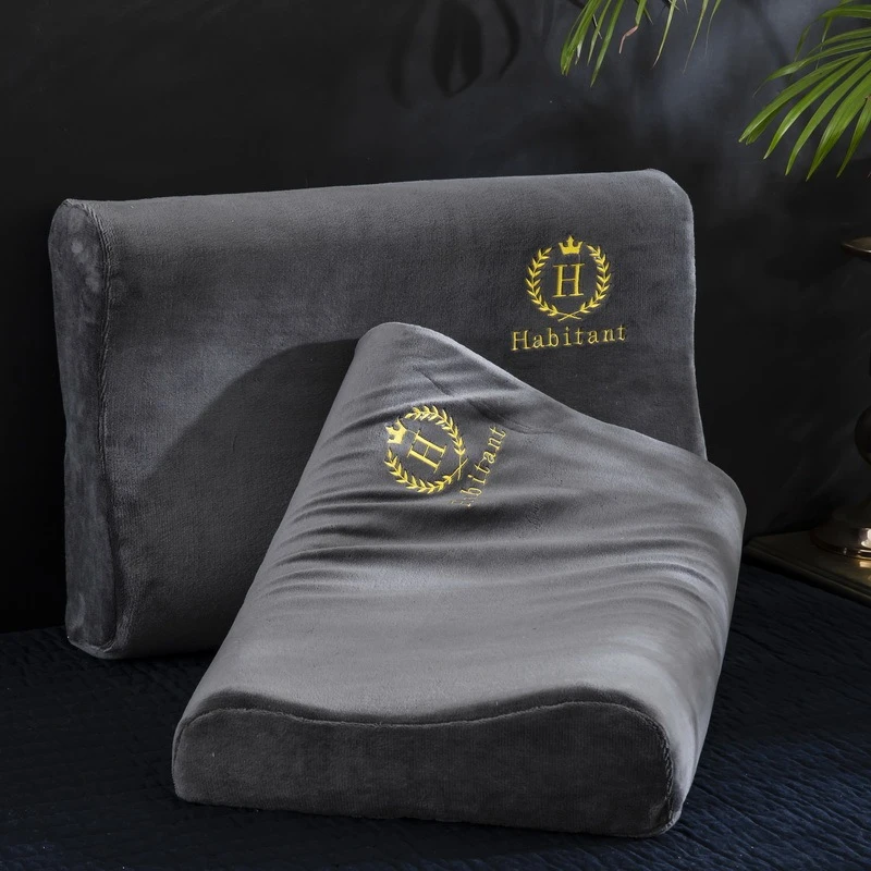 H款牛奶绒枕头套乳胶枕芯乳胶枕套家用加厚橡胶枕一只装枕芯枕套1