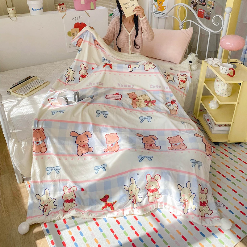双面牛奶绒羊羔绒毛毯加厚冬季办公室午睡小毯子学生宿舍沙发盖毯