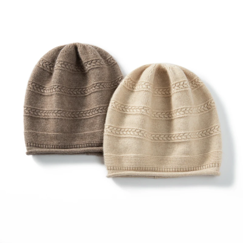 重磅小麦穗花！加厚时尚宽松百搭女羊绒针织护耳帽堆堆包头毛线帽