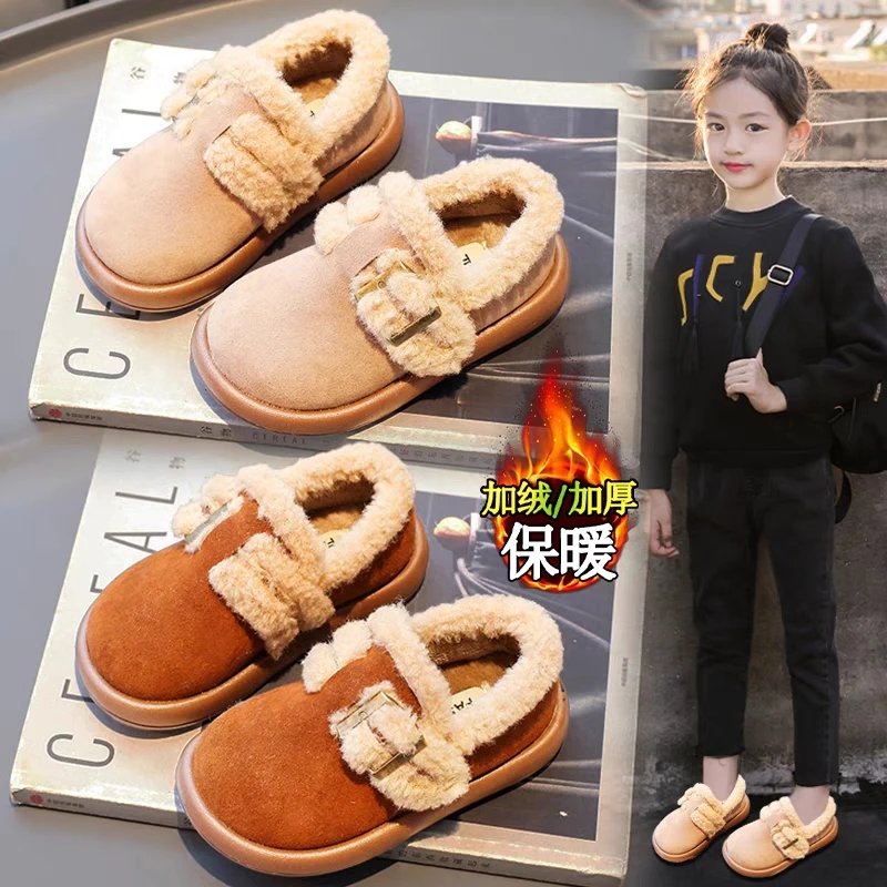 2023冬季小宝宝软底毛毛鞋加绒加厚女童保暖鞋子幼儿园韩版棉鞋