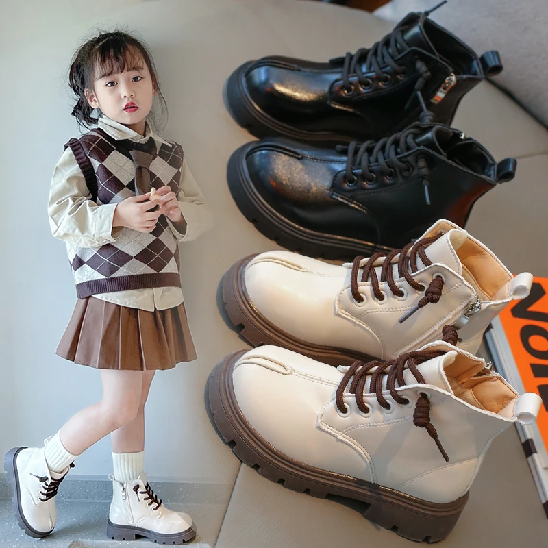 女童皮鞋2023秋季新款儿童洋气公主马丁靴中大童白色英伦短靴秋款
