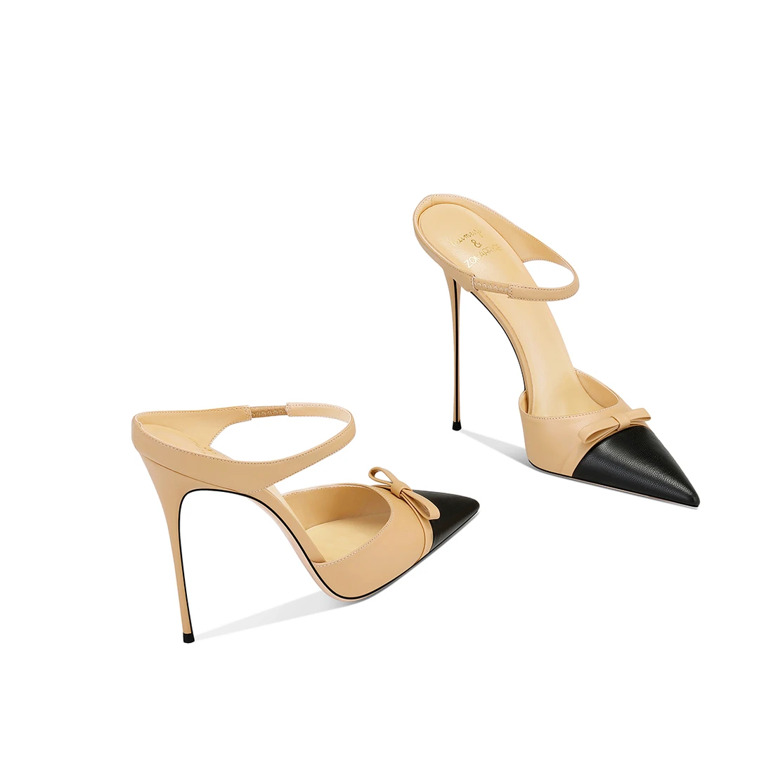 高跟凉鞋细跟裸色气质法式小个子名媛礼服2024秋季新款尖头高跟鞋