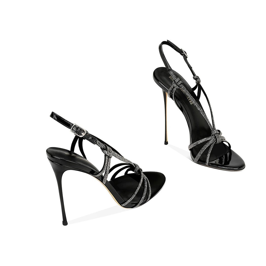 黑色凉鞋女夏外穿配裙子高级感水钻2025百搭新款法式宴会高跟鞋