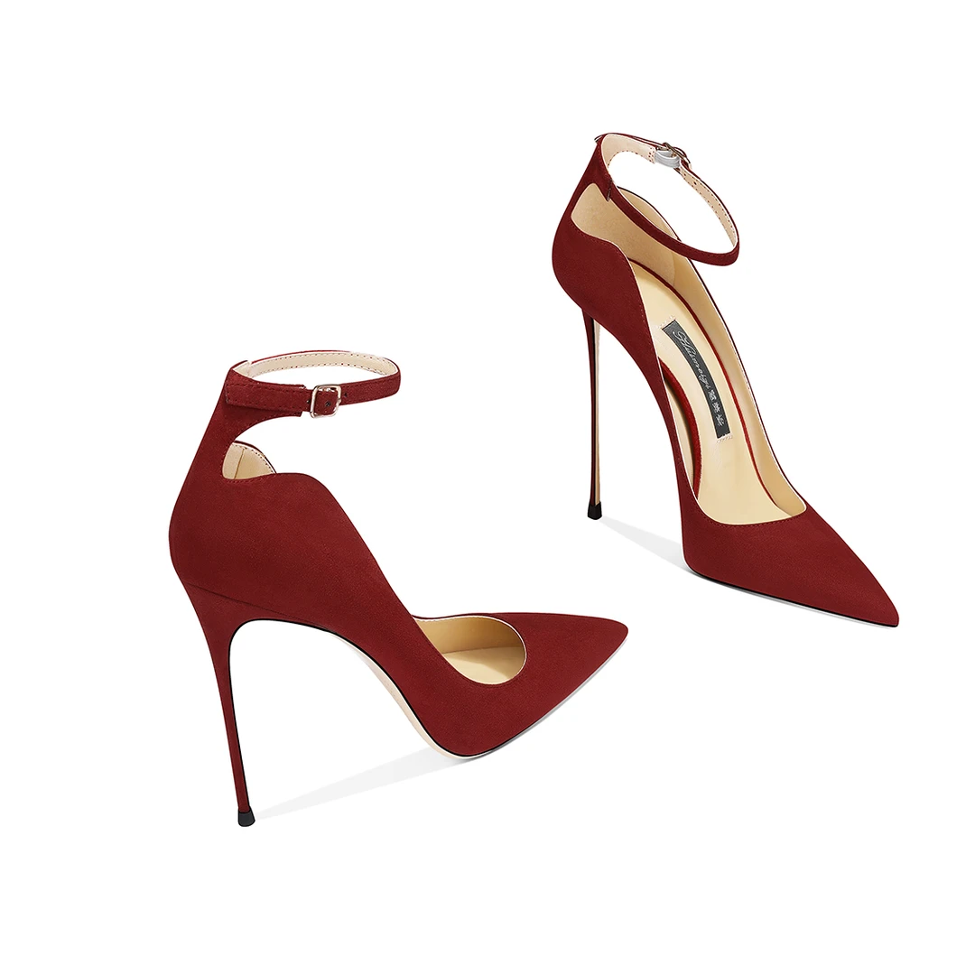 高级感酒红色洋气气质高跟鞋女2025秋季爆款尖头细跟百搭不累脚