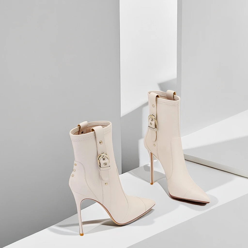 爆款高档尖头百搭新款细跟高跟鞋女气质高级感时尚御姐不累脚短靴