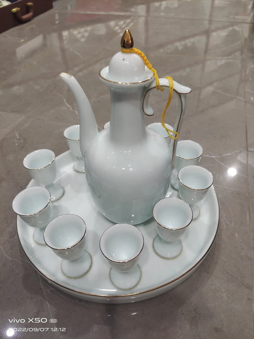 景德镇高温瓷影青酒具