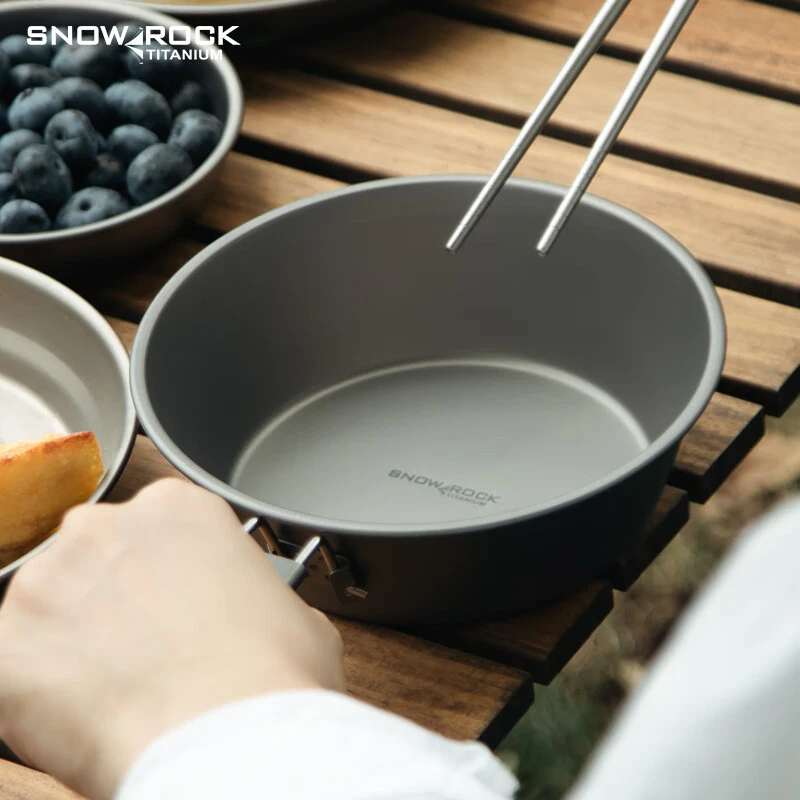 户外纯钛折叠柄雪拉碗300/500ml/600ml(手柄不锈钢)