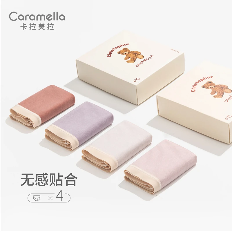 CARAMELLA女士内裤2024新款抗菌裆中腰薄款透气日系少女三角短裤
