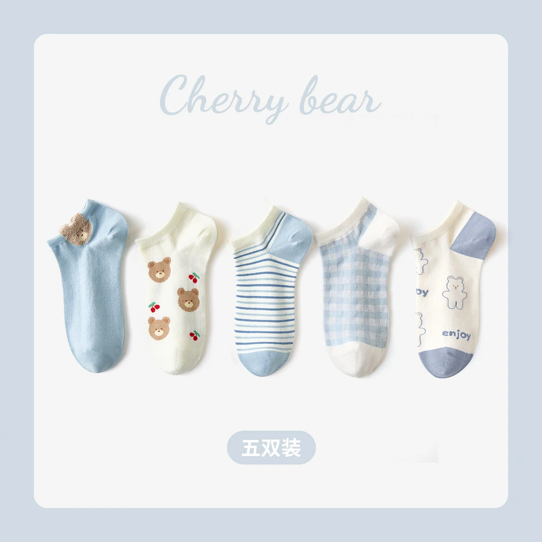 CARAMELLA春夏袜子女ins船袜透气薄款防滑浅口短袜吸汗棉袜511105