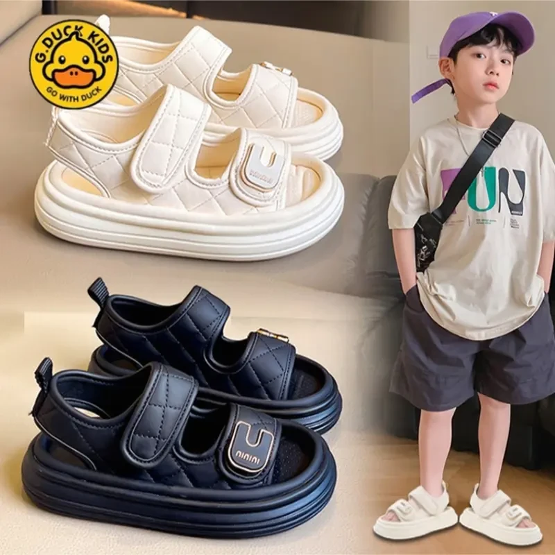 G duck小黄鸭儿童凉鞋男童2024新款软底防滑凉拖中大童包头沙滩鞋