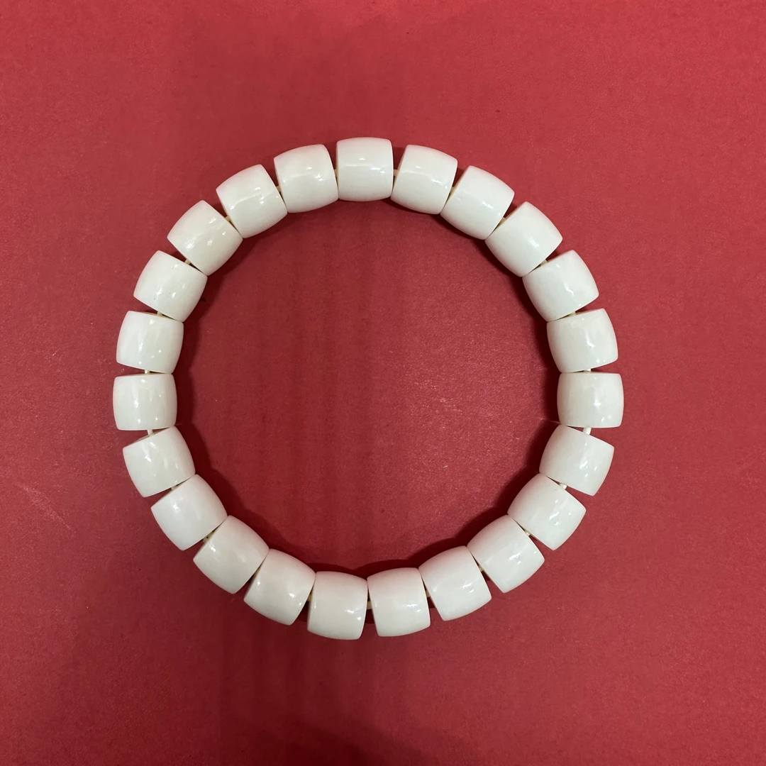 精工驼骨直切骨瓷白9mm左右文玩盘玩单圈绕指柔手串