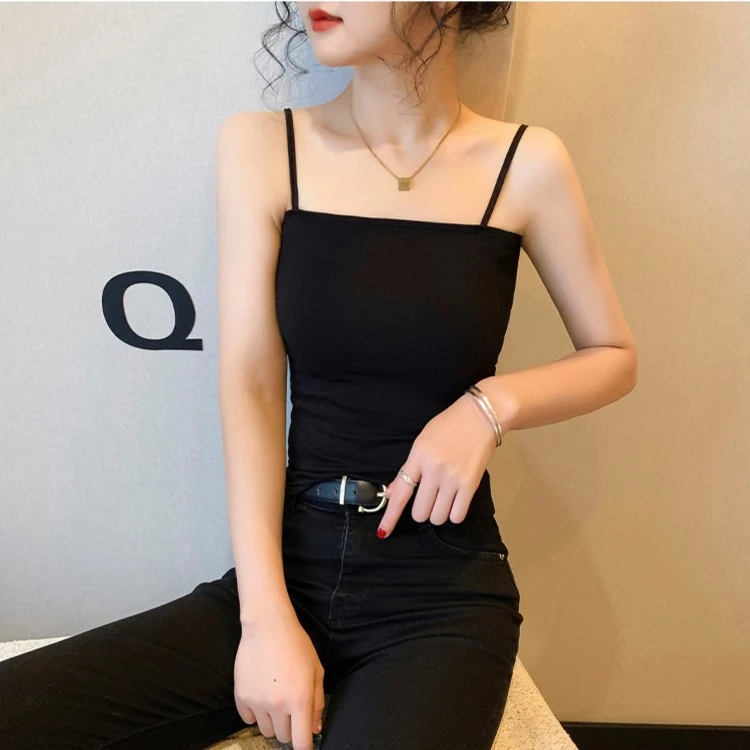 一字肩小吊带背心女2023春秋新款洋气美背内搭外穿上衣打底内搭女