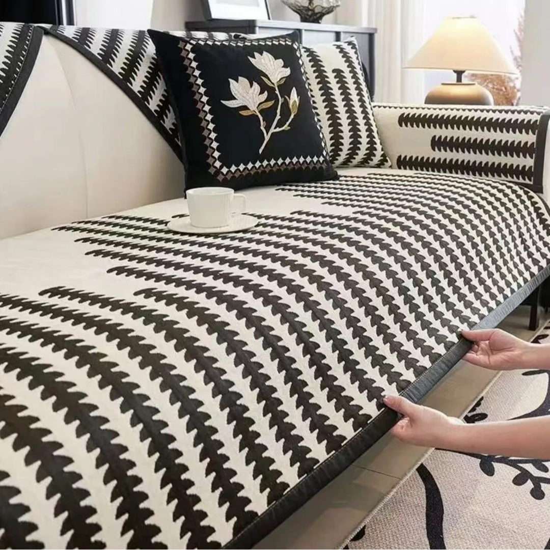 麦穗轻奢简约雪尼尔防滑沙发垫