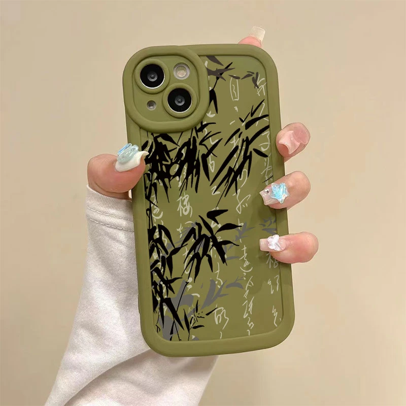 竹子实色奶油适用苹果15手机壳iPhone14promax全包13高级12/11
