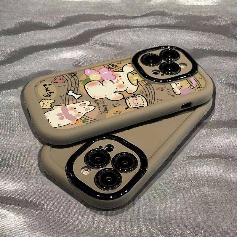 音乐兔子泡芙壳适用苹果15手机壳iPhone14promax全包13高级12/11