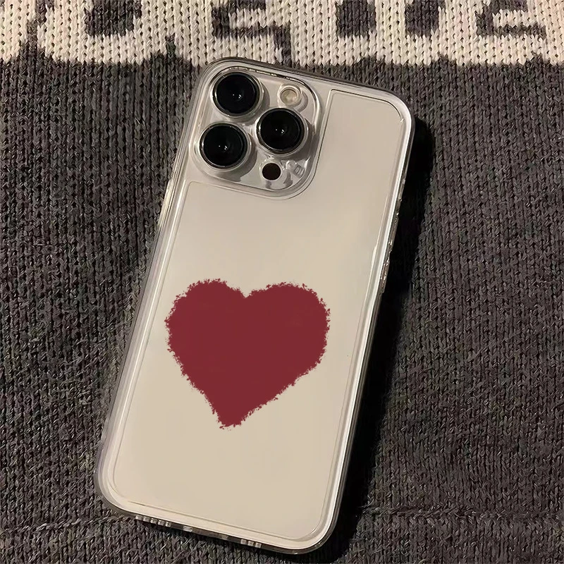 红色爱心太空壳适用苹果15手机壳iPhone14promax全包13高级12/11