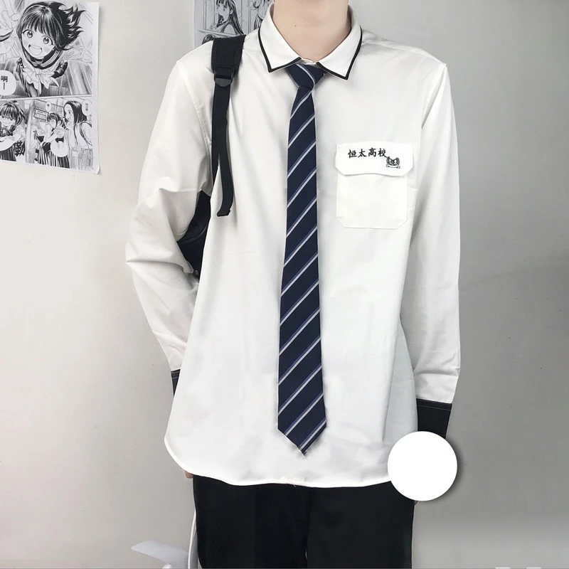 木村叔dk原创正版制服男春季长袖拼接撞色衬衫日系学生学院风衬衣