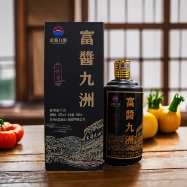 富酱九洲富酱九洲 口感丰富酱香53°%老窖白酒酱香型纯正53度500ml