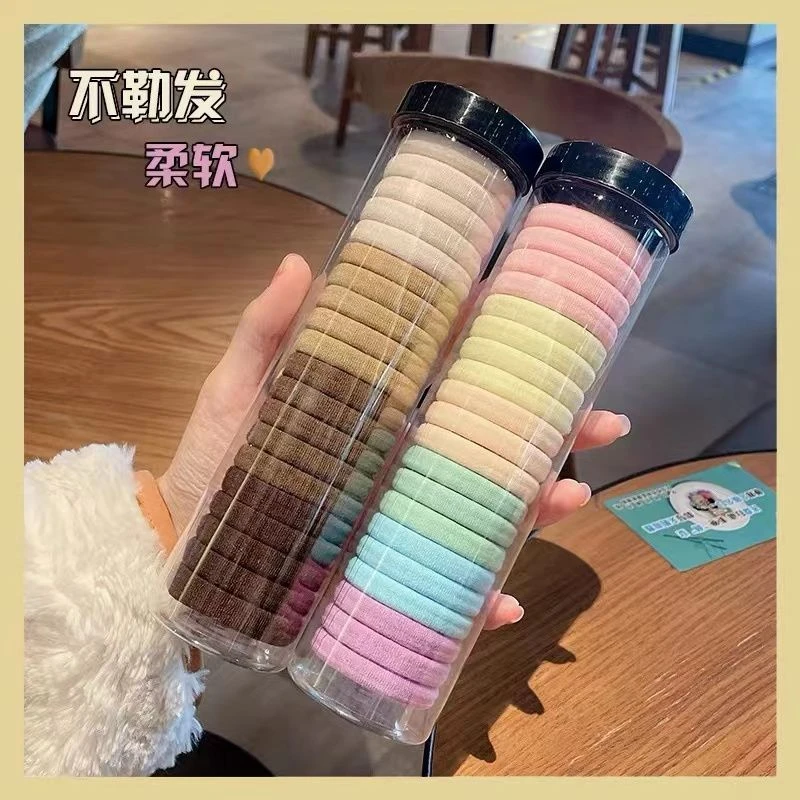 新款桶装高弹力无接缝加粗头绳毛绒皮筋成人扎头发不伤头发发饰