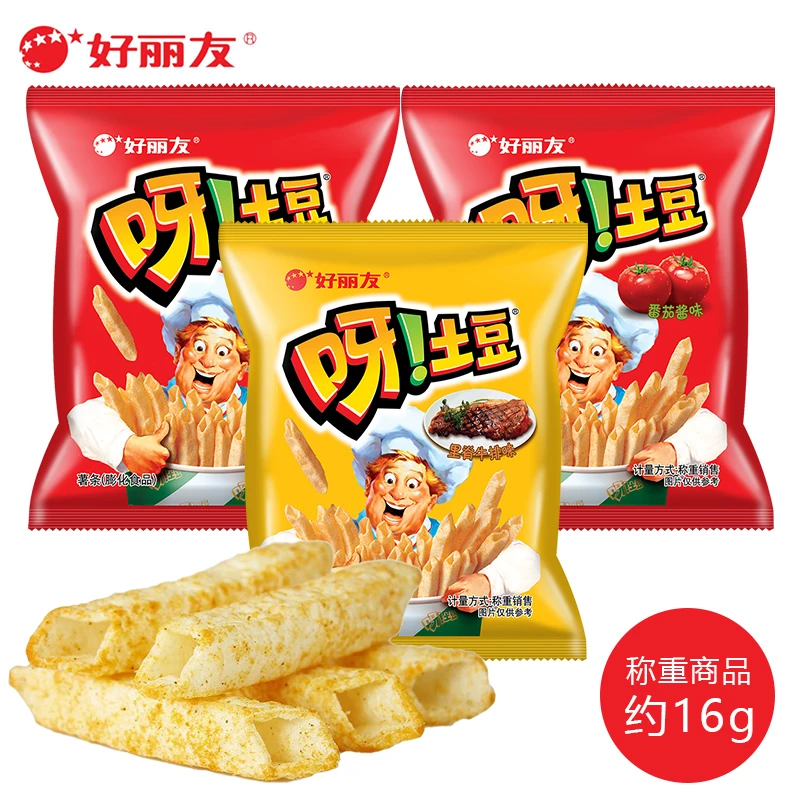 好丽友呀土豆番茄味薯条小包吃货解馋小吃小零食品约16g/袋