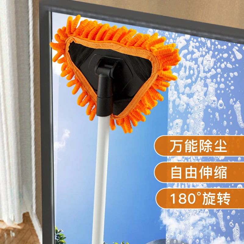 雪尼尔三角拖把家用除尘多功能可伸缩擦墙面天花板擦玻璃清洁神器