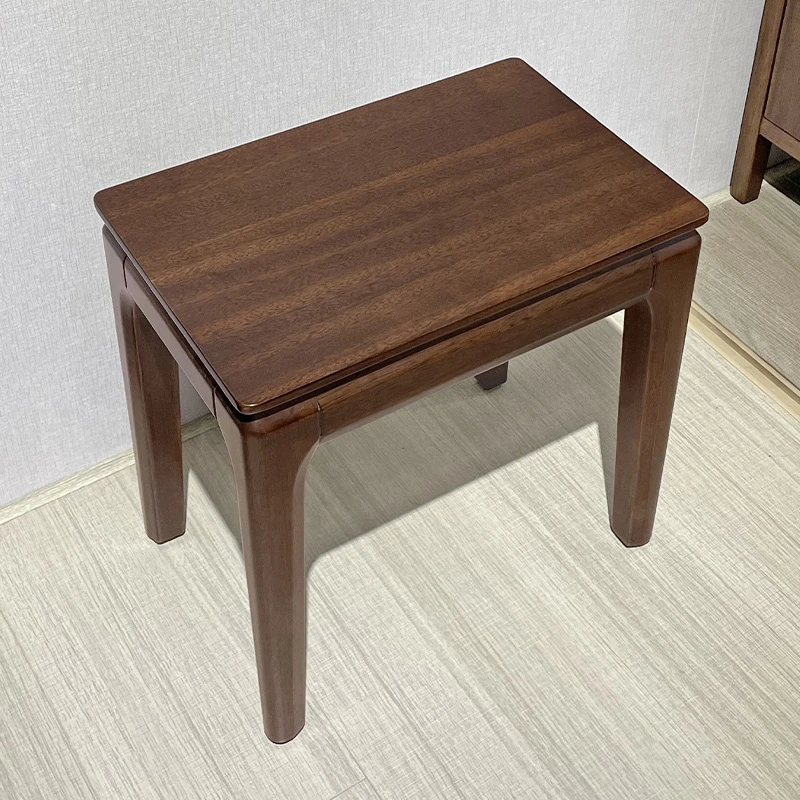 现代简约胡桃木梳妆凳全实木方凳卧室家用矮凳茶几凳板凳