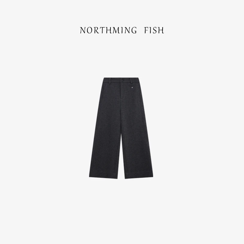 NORTHMING FISH「时光机」优雅定义 时髦温暖羊毛混纺毛呢阔腿裤