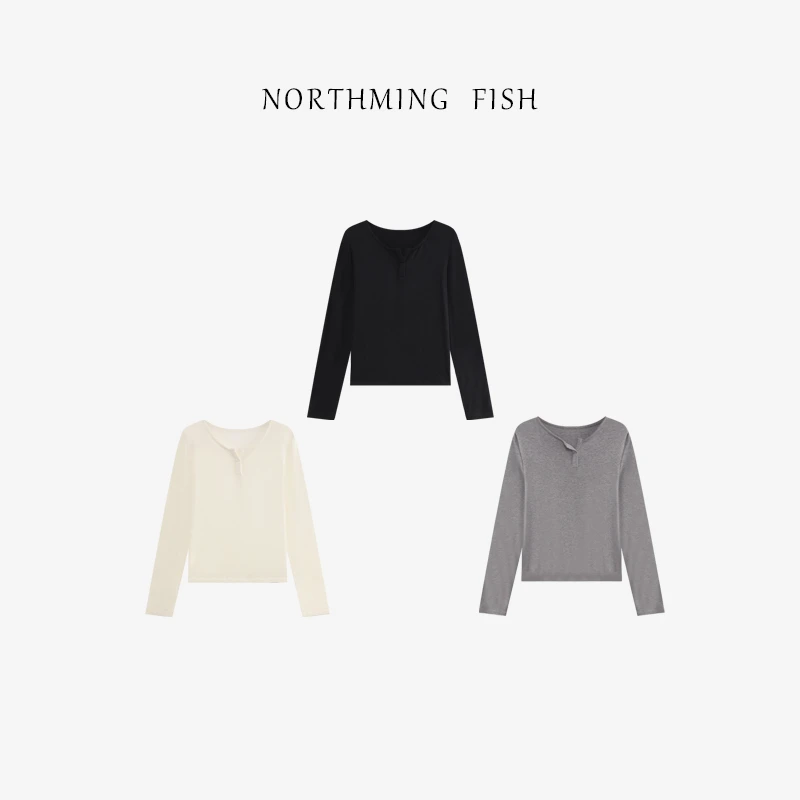 NORTHMING FISH「亨利衫」莫代尔咩咩绒 18针罗纹密织亨利领针织衫