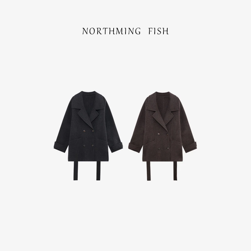 NORTHMING FISH「米兰达」手工缝制 全羊毛蓬软不压戗驳领大衣