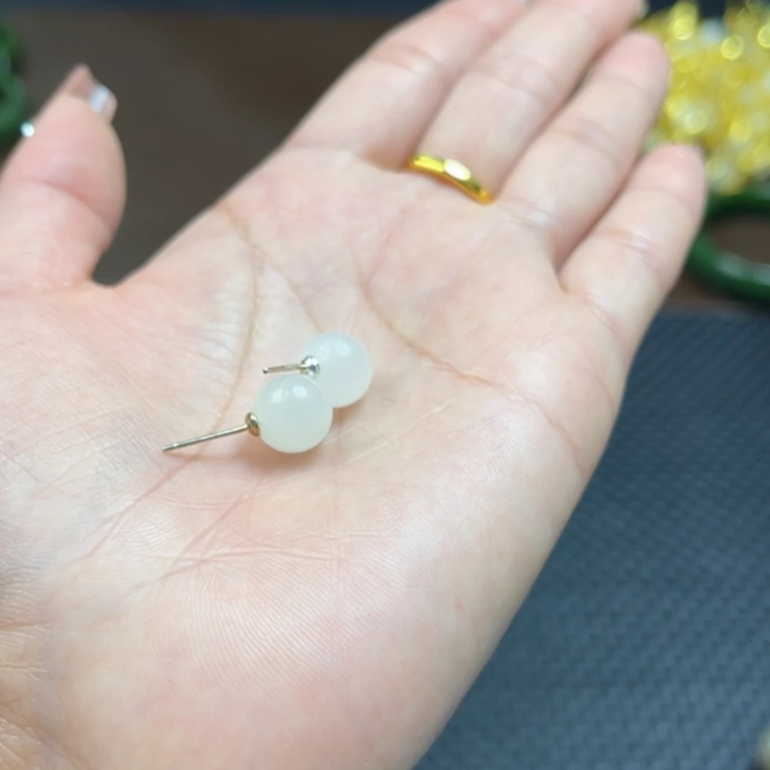 【闪购商品】和田玉耳饰银S925镶嵌