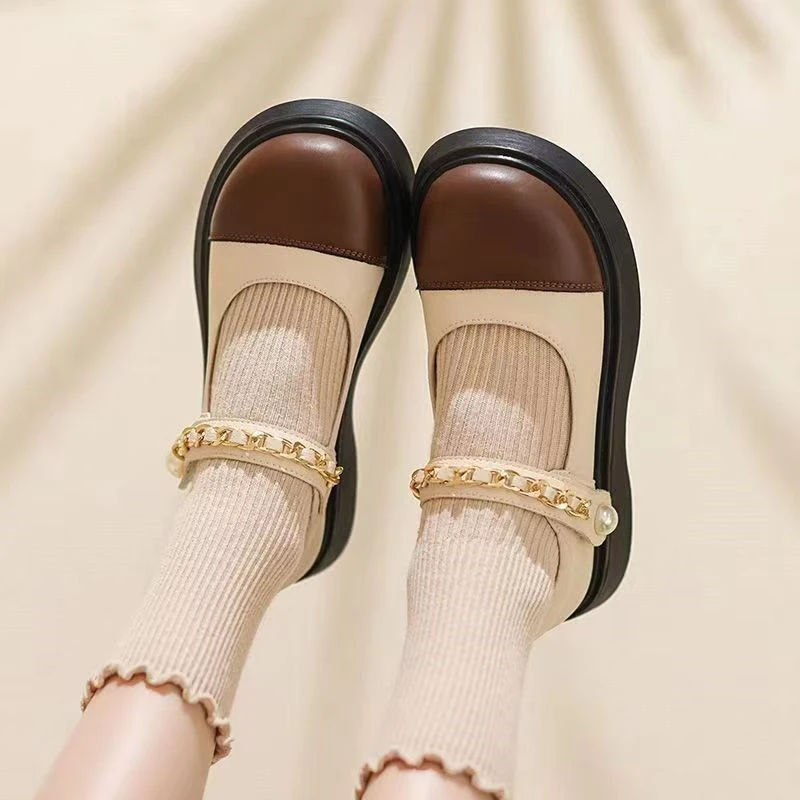 复古女童皮鞋公主鞋2024新款春秋软底撞色小女孩皮鞋女童单鞋秋季