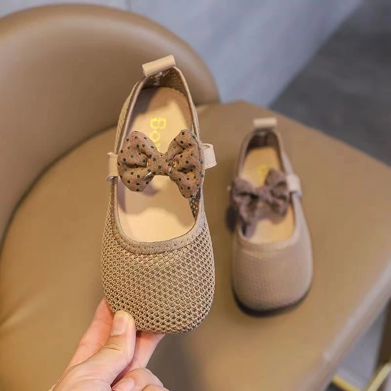 女宝网面公主鞋凉鞋夏女童皮鞋平底超软透气幼儿园室内外穿舞蹈鞋