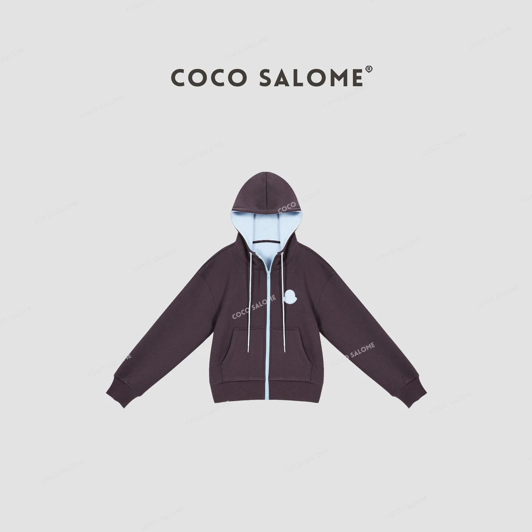 COCOSALOME⒁【芋头】过年撞色连帽宽松加绒休闲轻奢外套133J