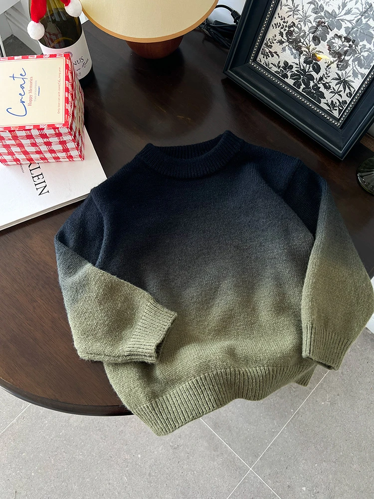 【现货】清仓 冬款男童加厚抗起球帅气渐变色毛衣 23Q091