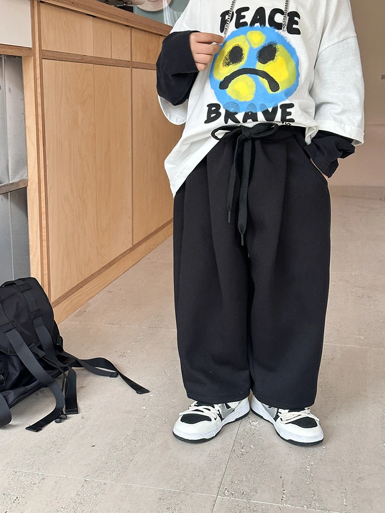 【李老板专宠】春款男童百搭宽松纯色洋气休闲裤24S021