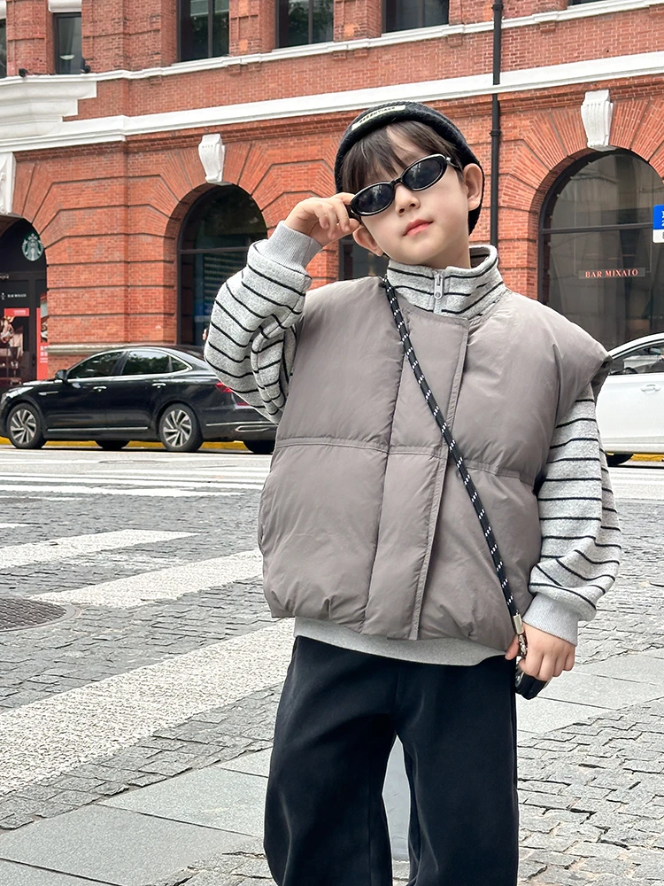 【现货】冬款男童加厚夹棉无袖帅气保暖面包棉服马甲24A141