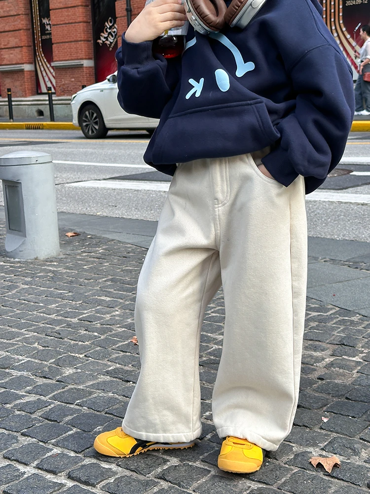 【现货】240g奥粒绒冬款男童气质纯色加厚加绒直筒裤24A117