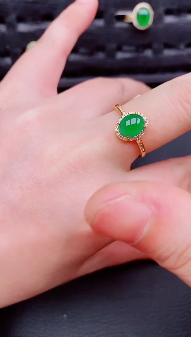 【闪购商品】翡翠戒指银S925镶嵌天然a货翡翠267