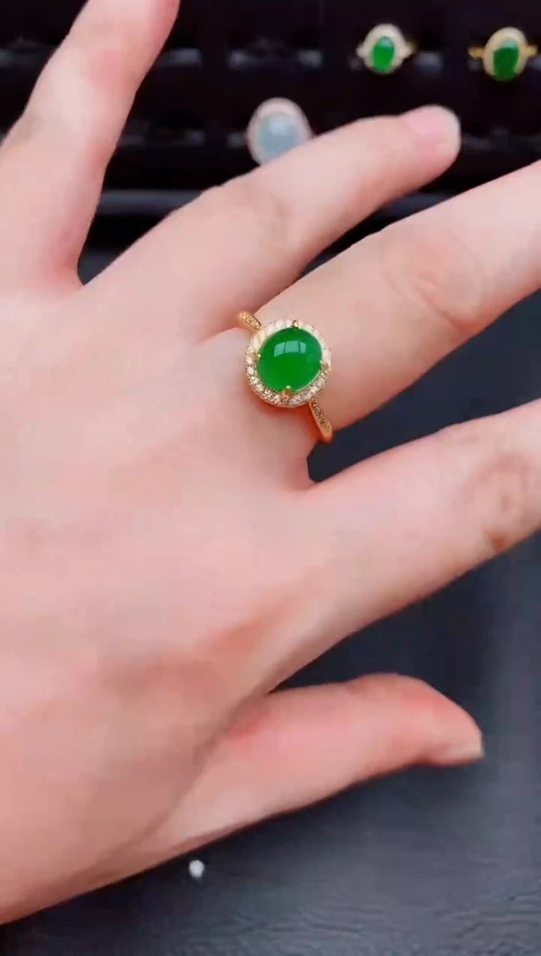 【闪购商品】翡翠戒指银S925镶嵌天然a货翡翠308