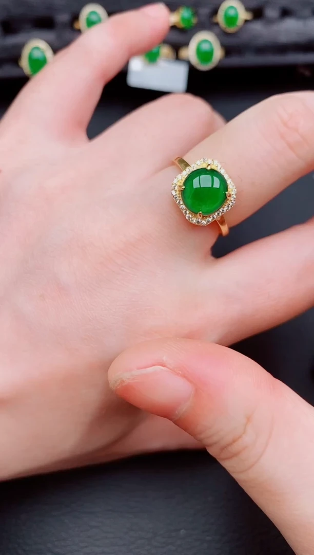 【闪购商品】翡翠戒指银S925镶嵌天然a货翡翠128