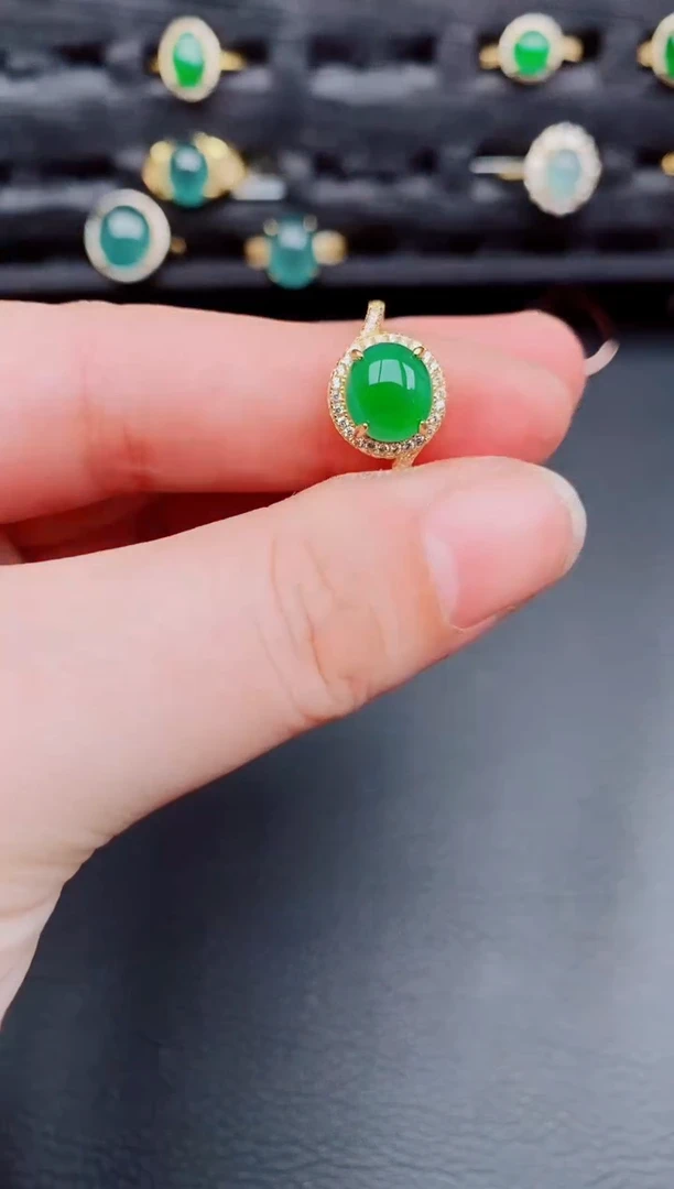 【闪购商品】翡翠戒指银S925镶嵌天然a货翡翠233