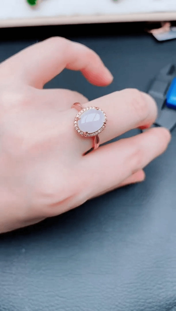 【闪购商品】翡翠戒指银S925镶嵌天然翡翠A货134