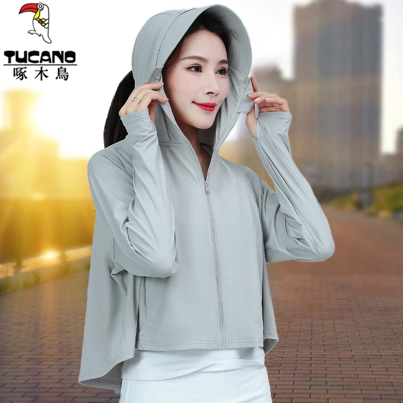 啄木鸟冰丝防晒衣女款夏季2025新款户外防紫外线防晒服薄款短外套