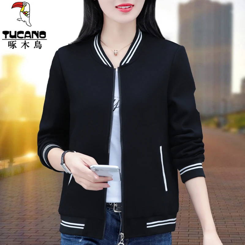 啄木鸟棒球服短外套女2025新款春秋70后150小个子妈妈装休闲上衣