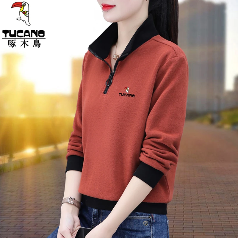 啄木鸟时尚洋气卫衣女2025年新款休闲百搭长袖宽松春秋季外套服装
