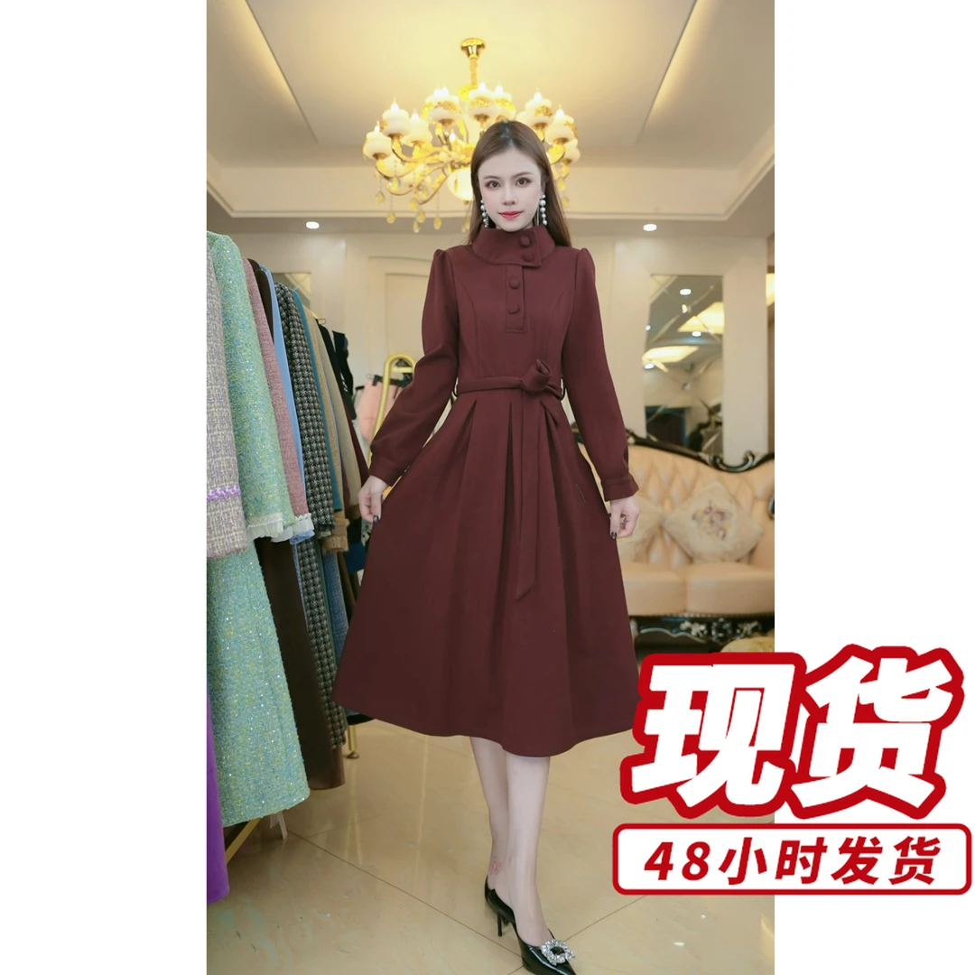 （现货）2024新款连衣裙秋冬显瘦遮肉宽松中长款8036