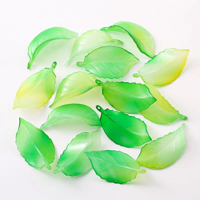 亚克力绿色果冻双色大树叶叶子芭蕉叶卷叶手工diy牡丹花材料配件