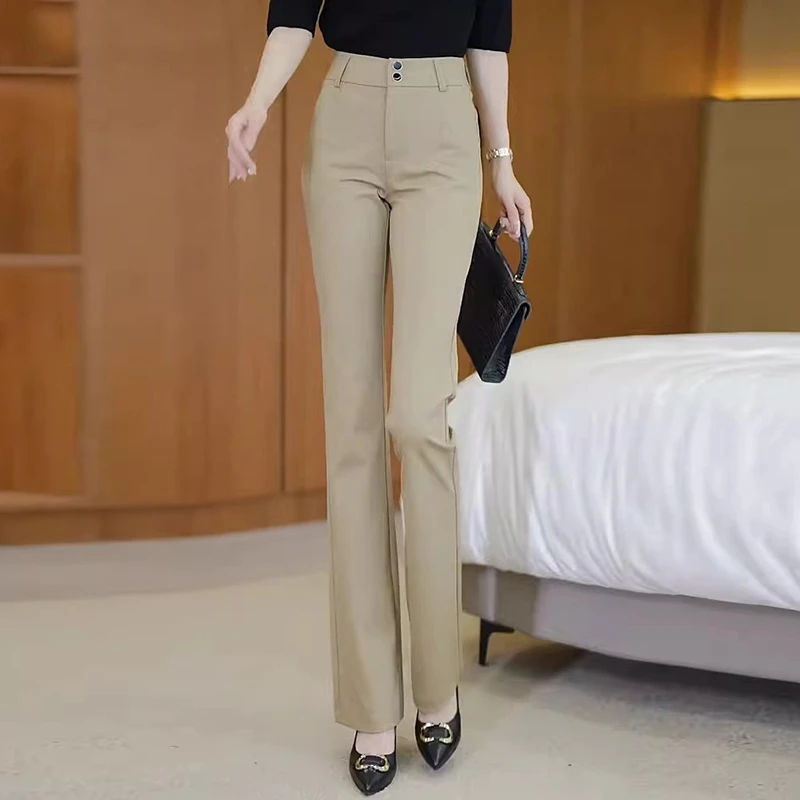 春秋新款微喇叭裤女显瘦显高直筒修身百搭休闲裤春秋高腰微喇裤子