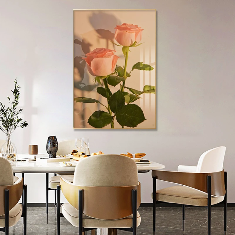 【新人福利】单幅饭厅客厅装饰画花卉背景墙壁画铝合金边框画