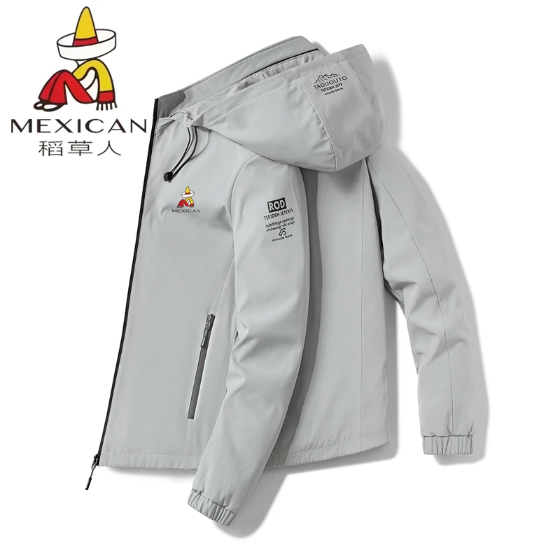 稻草人休闲运动套装男士春秋季加绒加厚夹克潮流时尚百搭外套男